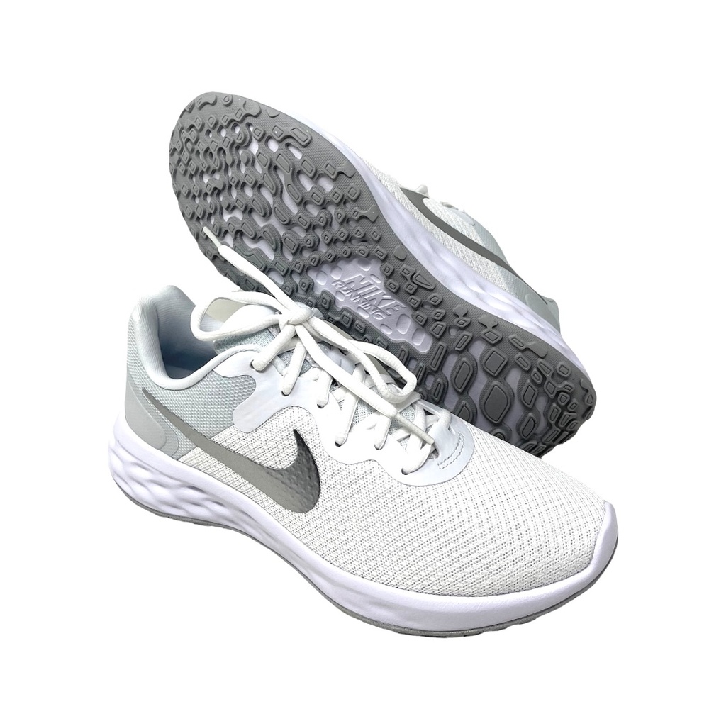 NIKE REVOLUTION 6 NN Mesh White Silver DC3729 101 Women's Sneakers - Picture 2 of 11